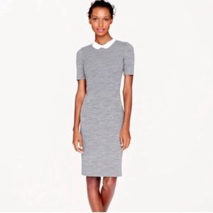 JCREW Gray Pencil Dress with White Peter Pan Collar